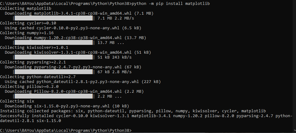 Installing matplotlib