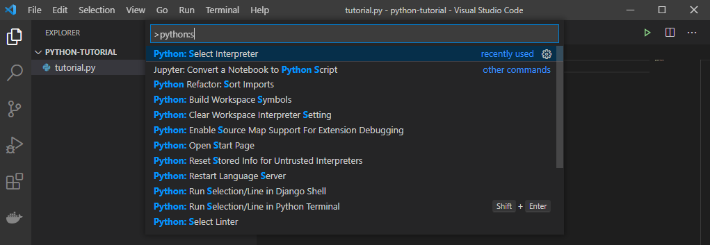 Select Python interpreter